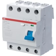 F204 AC 80/30 Блок утечки тока 4-полюсный, 80A, 30mA, тип АC (УЗО) ABB, 2CSF204001R1800