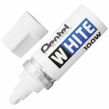 Маркер-краска лаковый PENTEL (Япония) WHITE, 6,5 мм, белый, алюминиевый корпус, длина письма 1200 м, X100W