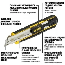 Нож с сегментированным лезвием DEWALT 18мм, кассетный DWHT0-10249